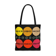 Load image into Gallery viewer, CRAZY COLORS ALL IN ONE 2 SIDED TOTE BAG BLACK BACKGROUND
