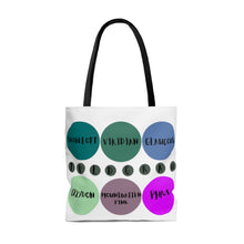 Load image into Gallery viewer, CRAZY COLORS ALL IN ONE 2 SIDED TOTE BAG WHITE BACKGROUND
