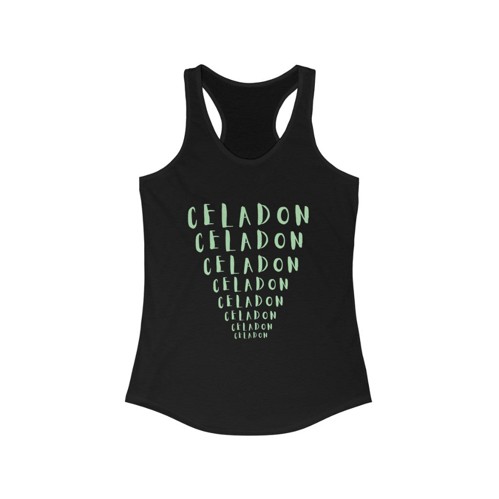 CRAZY COLORS CELADON WOMEN'S IDEAL RACERBACK TANK